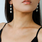 White Crystal Aquamarine Stone Drop Earrings gembea jewelry