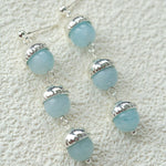 White Crystal Aquamarine Stone Drop Earrings gembea jewelry