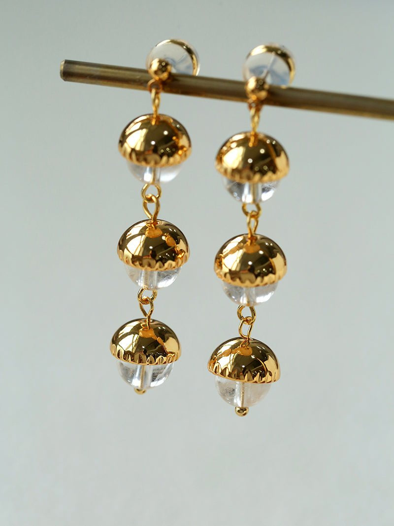 White Crystal Aquamarine Stone Drop Earrings gembea jewelry