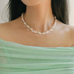 White Crystal Baroque Pearl Necklace - Gembea Jewelry