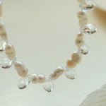 White Crystal Baroque Pearl Necklace - Gembea Jewelry