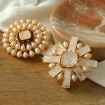 White Crystal Pearl Brooch gembea jewelry