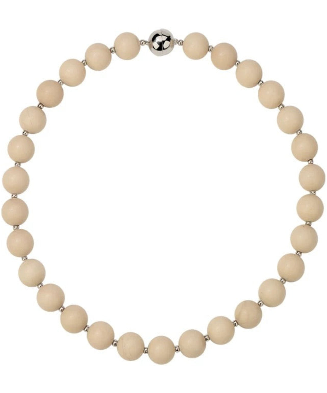 White Fossil Stone Beaded Necklace gembea jewelry