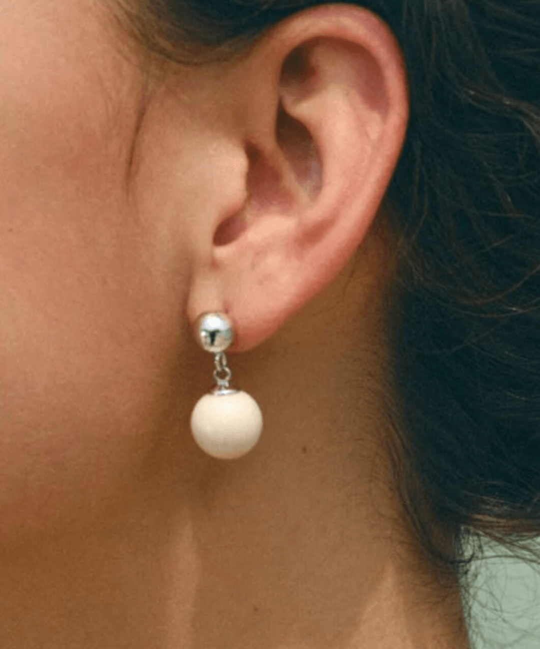 White Fossil Stone Drop Earrings - Gembea Jewelry