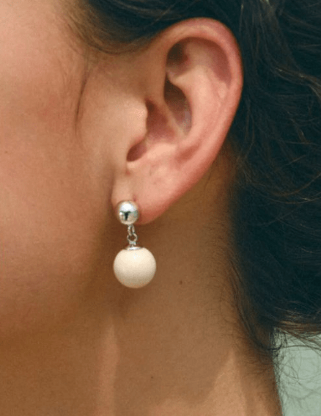 White Fossil Stone Drop Earrings - Gembea Jewelry