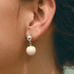 White Fossil Stone Drop Earrings - Gembea Jewelry