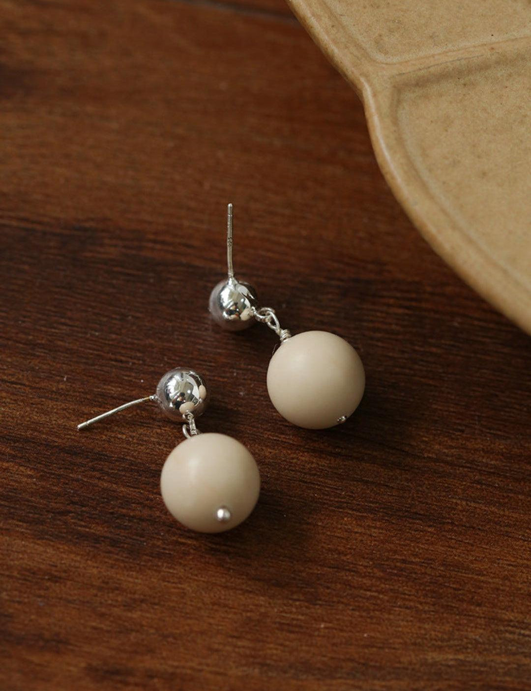 White Fossil Stone Drop Earrings - Gembea Jewelry