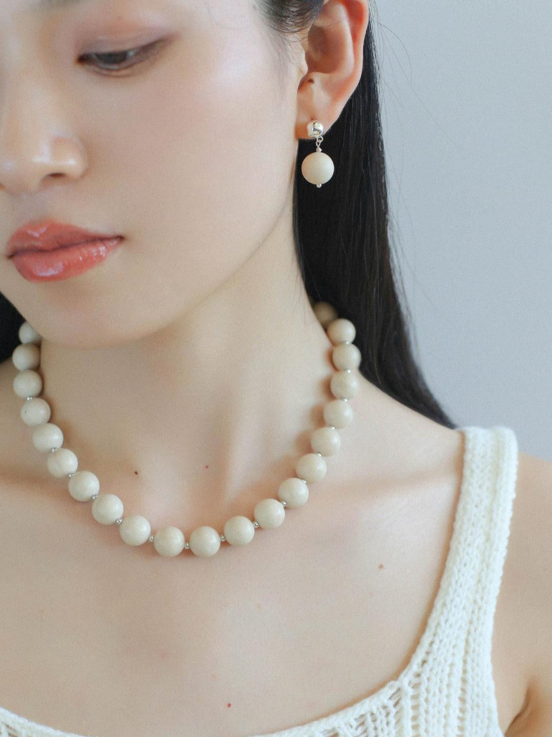 White Fossil Stone Drop Earrings - Gembea Jewelry