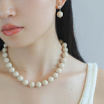 White Fossil Stone Drop Earrings - Gembea Jewelry