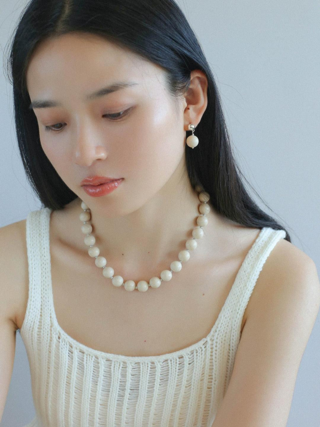 White Fossil Stone Drop Earrings - Gembea Jewelry