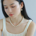 White Fossil Stone Drop Earrings - Gembea Jewelry