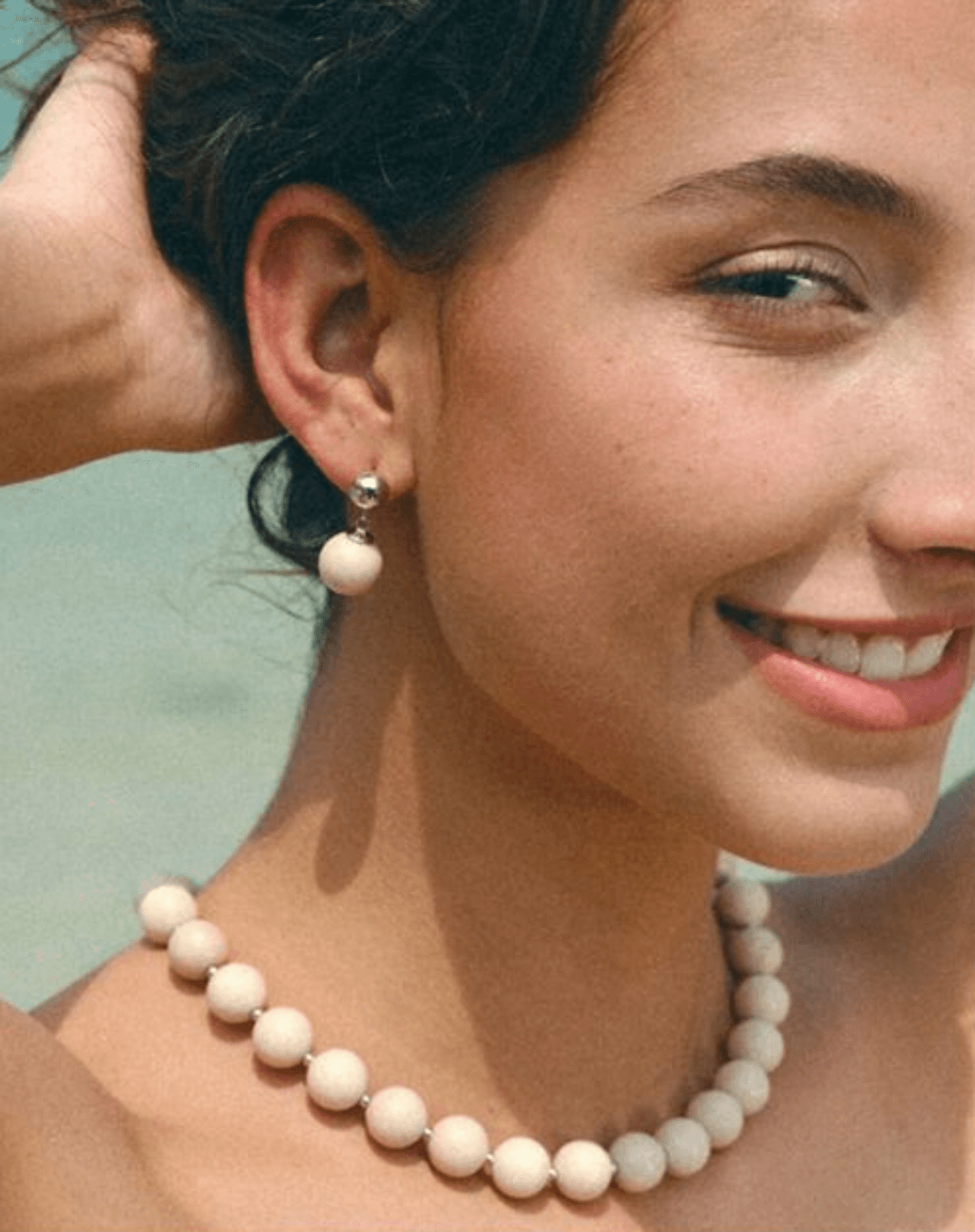 White Fossil Stone Drop Earrings - Gembea Jewelry