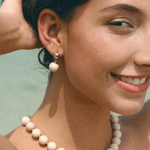 White Fossil Stone Drop Earrings - Gembea Jewelry