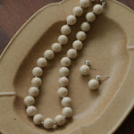 White Fossil Stone Drop Earrings - Gembea Jewelry