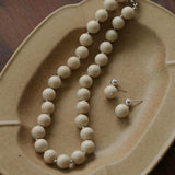 White Fossil Stone Drop Earrings - Gembea Jewelry