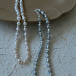 White Grey Freshwater Pearl Silver Bean Necklace gembea jewelry