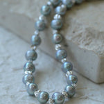 White Grey Freshwater Pearl Silver Bean Necklace gembea jewelry