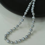 White Grey Freshwater Pearl Silver Bean Necklace gembea jewelry