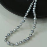 White Grey Freshwater Pearl Silver Bean Necklace gembea jewelry
