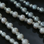 White Grey Freshwater Pearl Silver Bean Necklace gembea jewelry