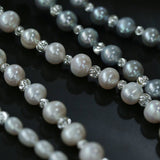 White Grey Freshwater Pearl Silver Bean Necklace gembea jewelry