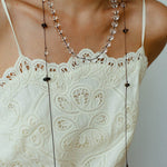 White Quartz Smoky Quartz Open-Ended Tassel Necklace gembea jewelry