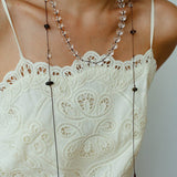 White Quartz Smoky Quartz Open-Ended Tassel Necklace gembea jewelry