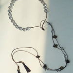White Quartz Smoky Quartz Open-Ended Tassel Necklace gembea jewelry
