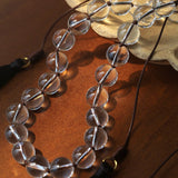 White Quartz Smoky Quartz Open-Ended Tassel Necklace gembea jewelry