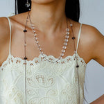 White Quartz Smoky Quartz Open-Ended Tassel Necklace gembea jewelry