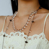 White Quartz Smoky Quartz Open-Ended Tassel Necklace gembea jewelry