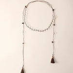 White Quartz Smoky Quartz Open-Ended Tassel Necklace gembea jewelry