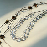 White Quartz Smoky Quartz Open-Ended Tassel Necklace gembea jewelry