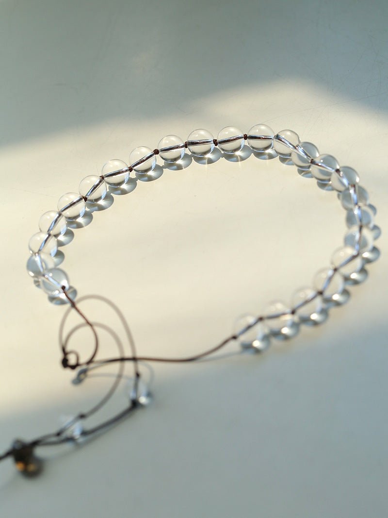 White Quartz Smoky Quartz Open-Ended Tassel Necklace gembea jewelry