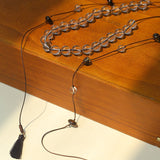 White Quartz Smoky Quartz Open-Ended Tassel Necklace gembea jewelry