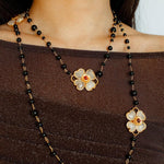 Classic White crystal Four-leaf Clover Long Necklace - Gembea Jewelry
