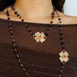 Classic White crystal Four-leaf Clover Long Necklace - Gembea Jewelry