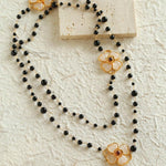 Classic White crystal Four-leaf Clover Long Necklace - Gembea Jewelry