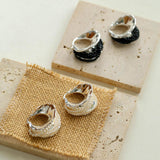 Wide Pearl Black Agate Hoop Earrings - Gembea Jewelry