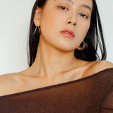 Wide Pearl Black Agate Hoop Earrings - Gembea Jewelry