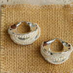 Wide Pearl Black Agate Hoop Earrings - Gembea Jewelry