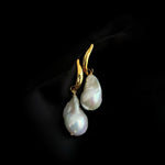 Willow Leaf Baroque Pearl Drop Earrings
