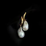 Willow Leaf Baroque Pearl Drop Earrings