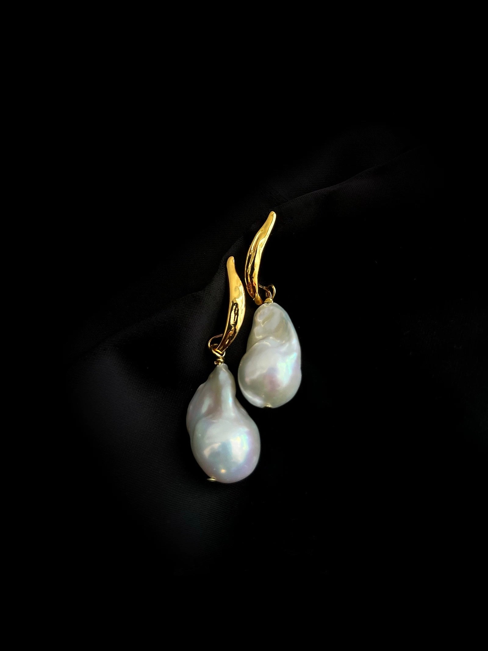 Willow Leaf Baroque Pearl Drop Earrings