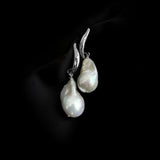 Willow Leaf Baroque Pearl Drop Earrings