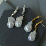 Willow Leaf Baroque Pearl Drop Earrings - Gembea Jewelry