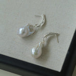 Willow Leaf Baroque Pearl Drop Earrings - Gembea Jewelry