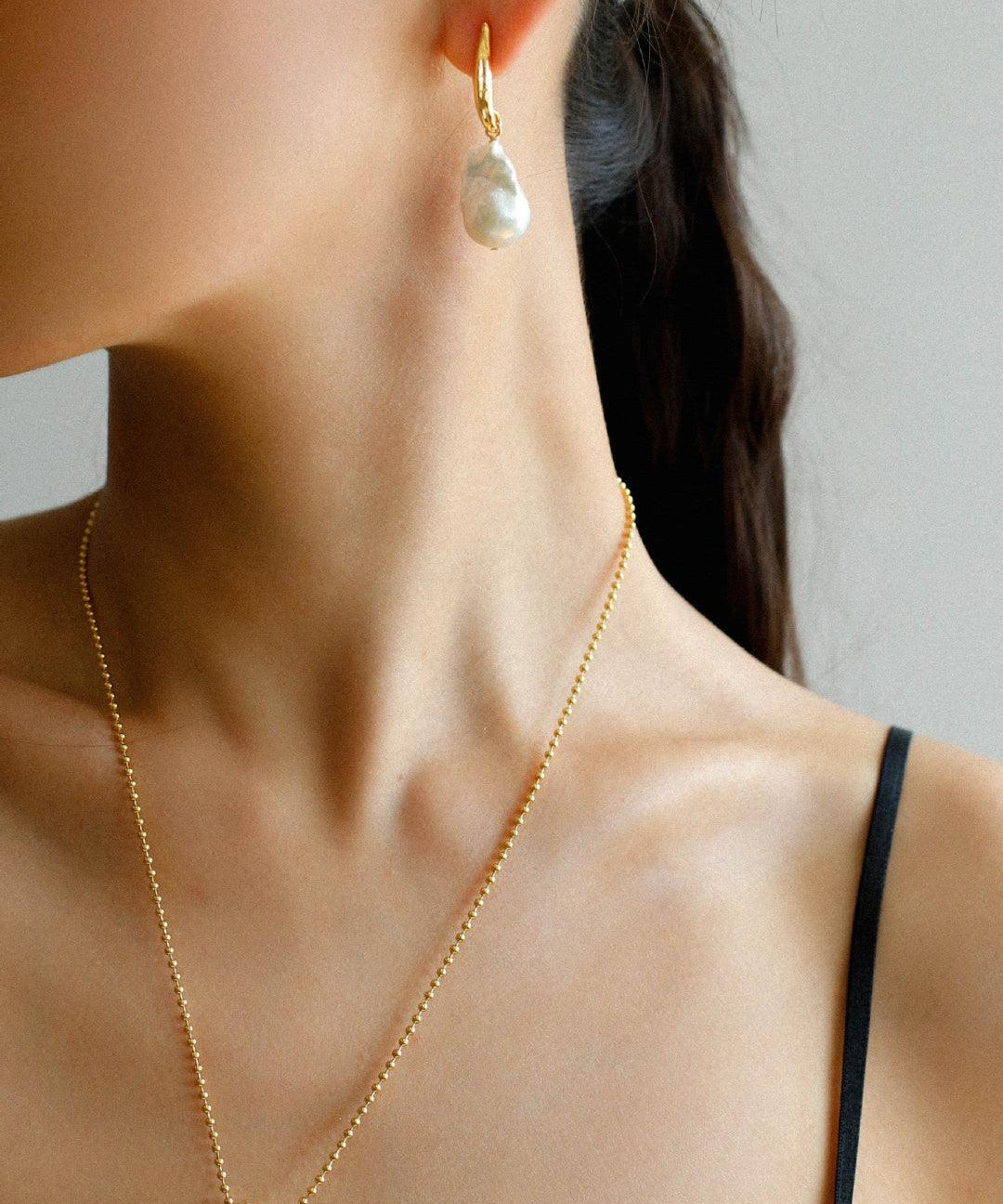 Willow Leaf Baroque Pearl Drop Earrings - Gembea Jewelry