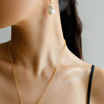 Willow Leaf Baroque Pearl Drop Earrings - Gembea Jewelry