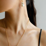 Willow Leaf Baroque Pearl Drop Earrings - Gembea Jewelry